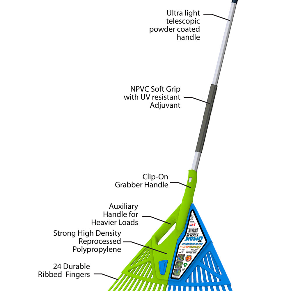 3-in-1 Leaf Rake & Grabber